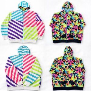 Vtg Coogi Reversible Full Zip Hoodie Embroidered Logo Y2K Colorful Men 2XL EUC